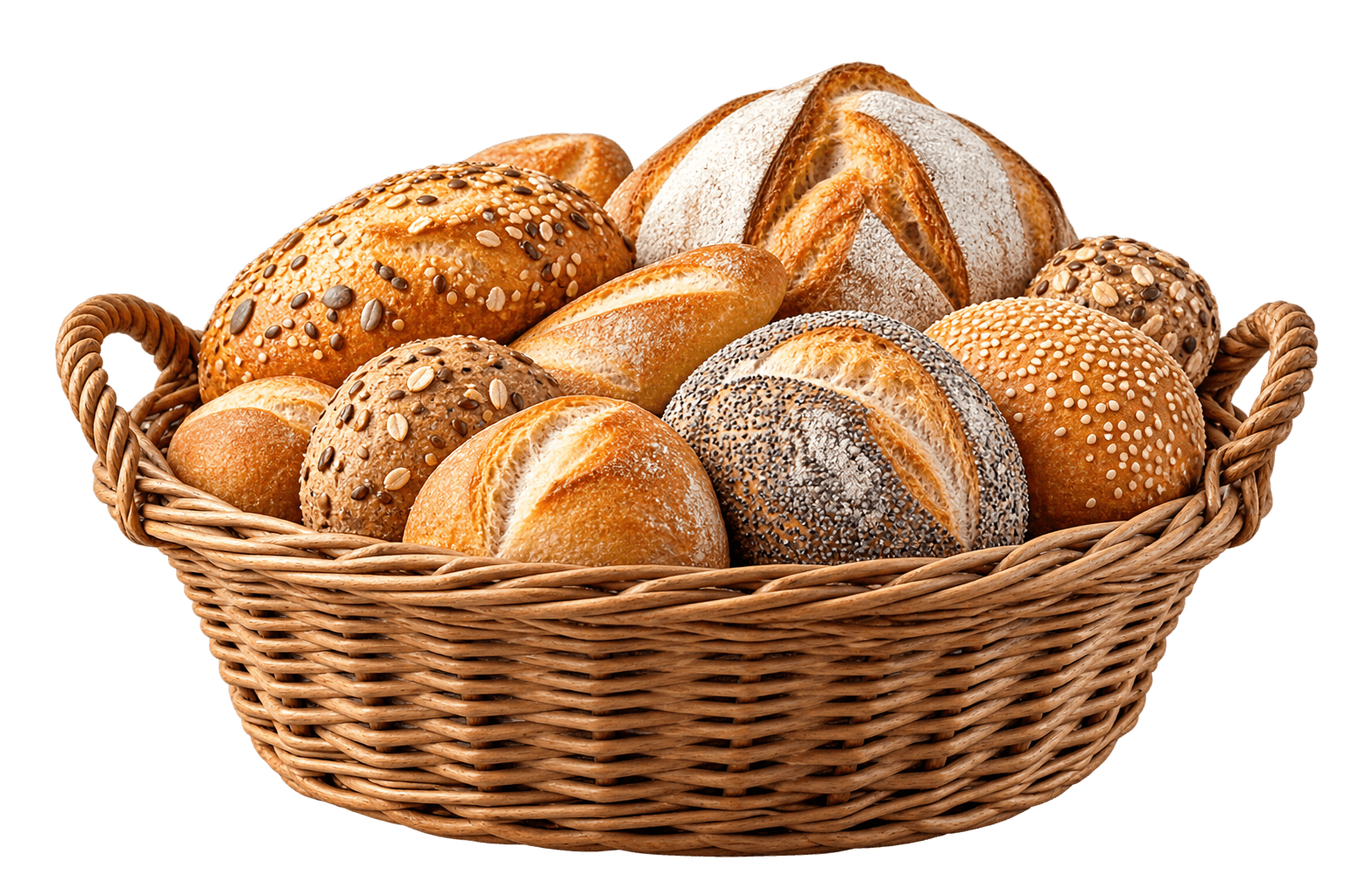 Basket filled with artisan breads